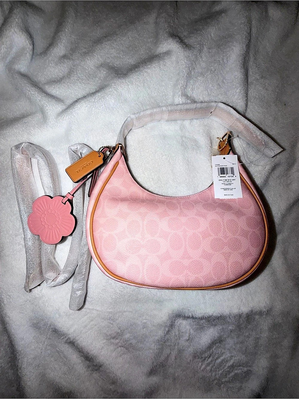 Coach Emily Shoulder Bag In Signature Canvas With Charms Pink - Picture 3 of 5